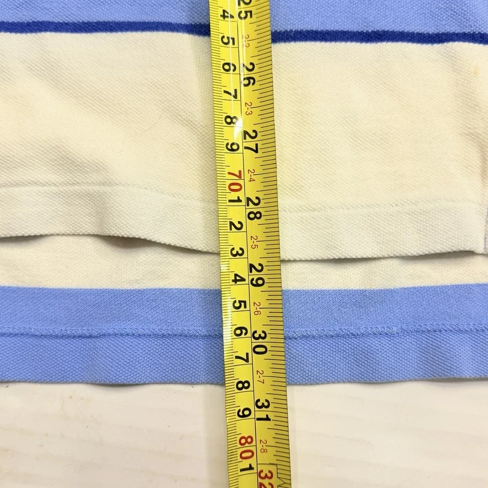 Polo Ralph Lauren Men's XL Blue White Striped Pony Polo Shirt Cotton Rugby